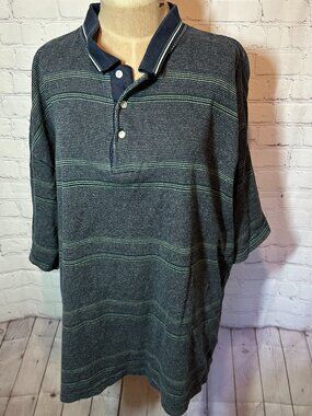 100% Cotton Vintage 90s Bugle Boy Co Green and Blue Mens Polo Shirt Size XL